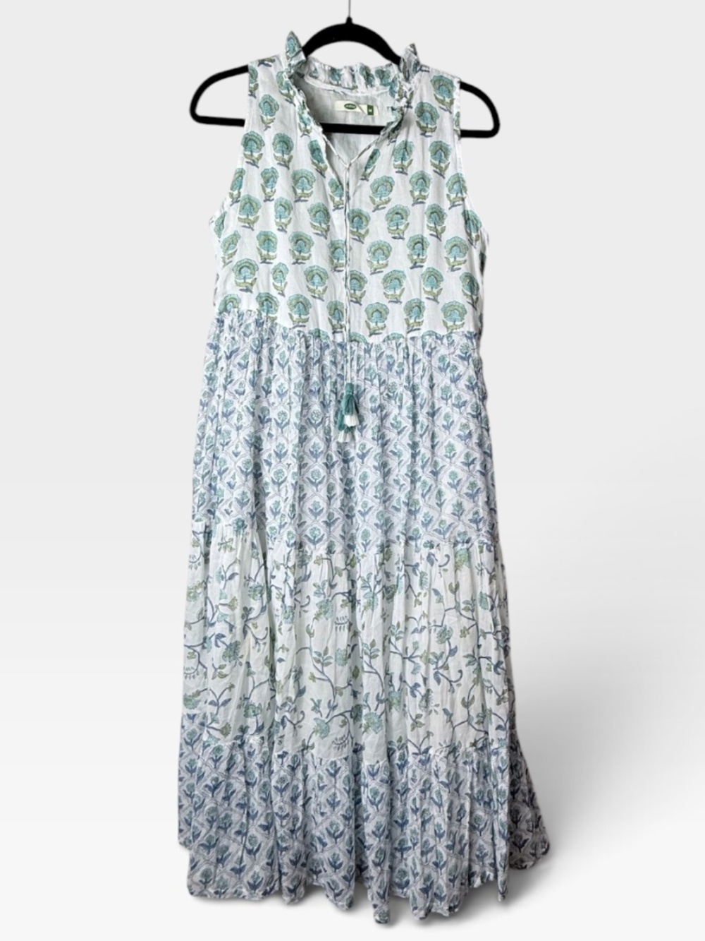 Dolma Nola Sleeveless Maxi Dress Size Medium Blue Green Floral (Q)